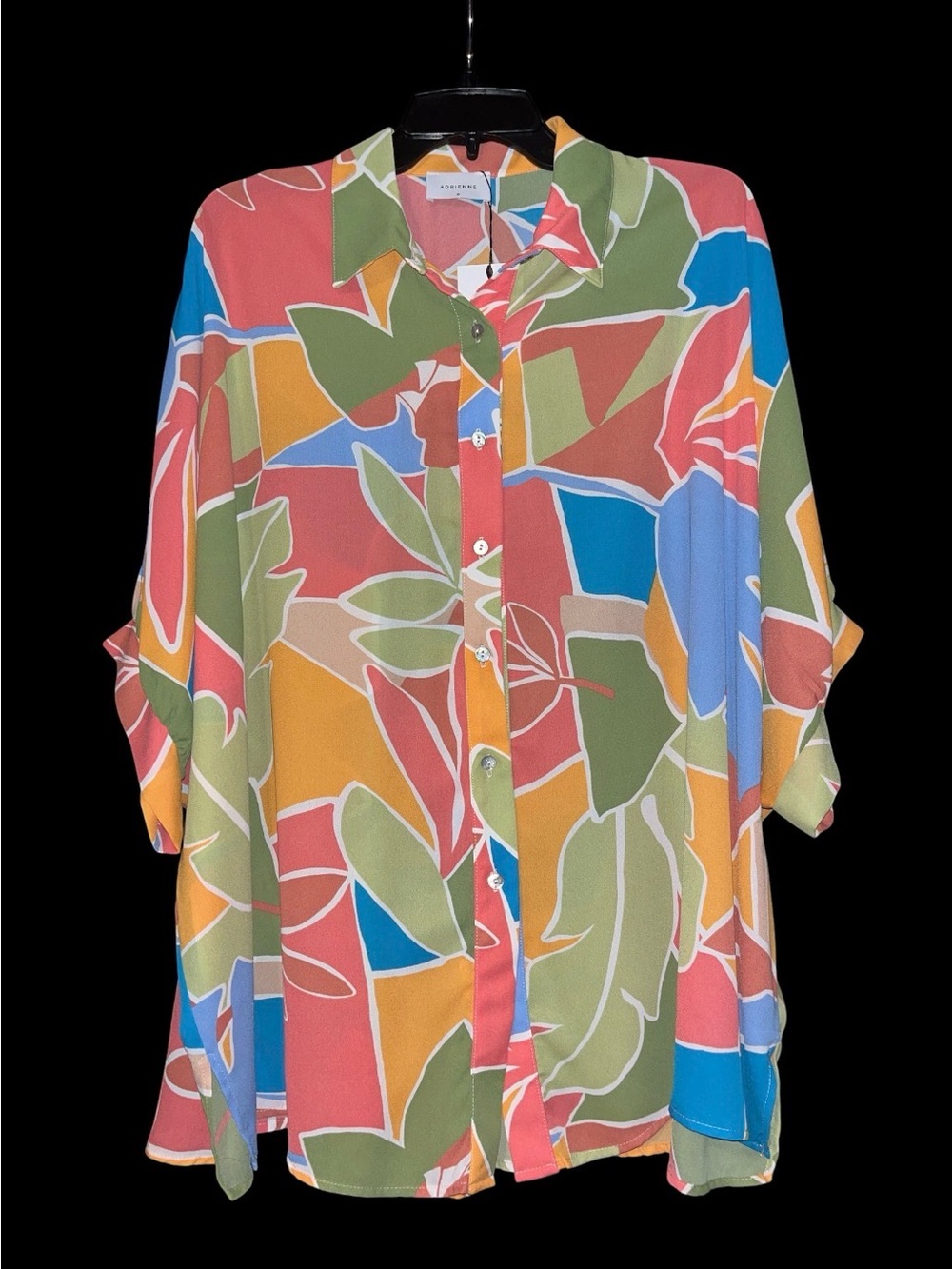 Adrienne Multicolor Abstract Leaf Button-Down Shirt
